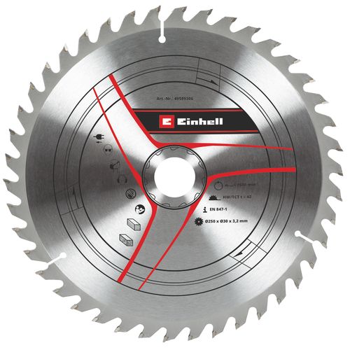 Einhell Pribor za stacionarne testere Set reznih listova 3 kom 250x30 T24/42/60 slika 5