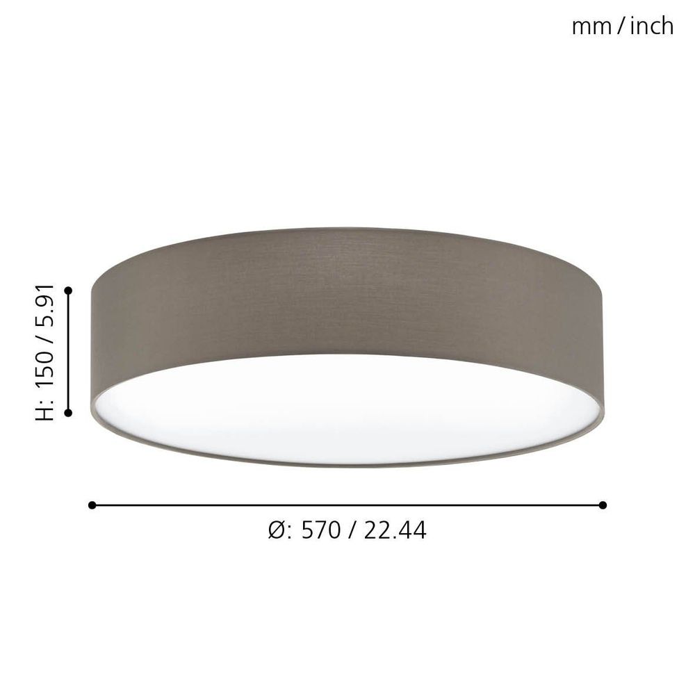 Eglo Pasteri Plafonjera - 3 E27, Promjer 570 mm, Siva/Siva slika 3
