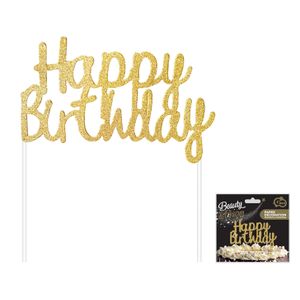 PF-DPHZ Papirni toper Happy Birthday Glitter Zlato, 14x11cm