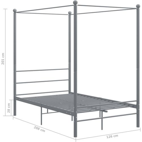 Okvir za krevet s nadstrešnicom sivi metalni 120 x 200 cm slika 6