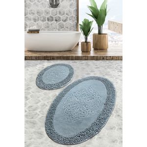 Piante Oval - Turquois Multicolor Bathmat Set (2 Pieces)