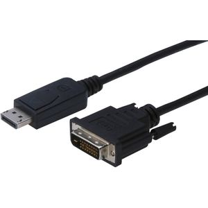 Digitus DisplayPort / DVI adapterski kabel DisplayPort utikač, DVI-D 24+1-polni utikač 1.00 m crna AK-340301-010-S mogućnost vijčanog spajanja DisplayPort kabel