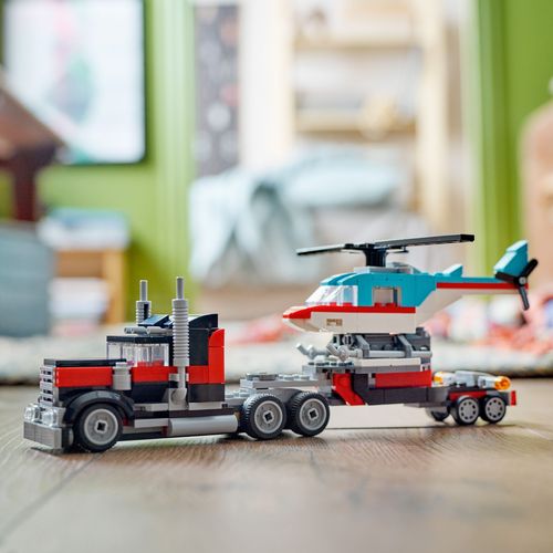 LEGO® CREATOR 31146 Kamion s ravnom prikolicom i helikopter slika 2