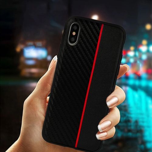 MOTO CARBON MASKICA ZA SAMSUNG GALAXY A6 2018 CRNA S CRVENOM TRAKOM slika 3