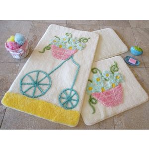 Alacati - Yellow Multicolor Bathmat Set (3 Pieces)