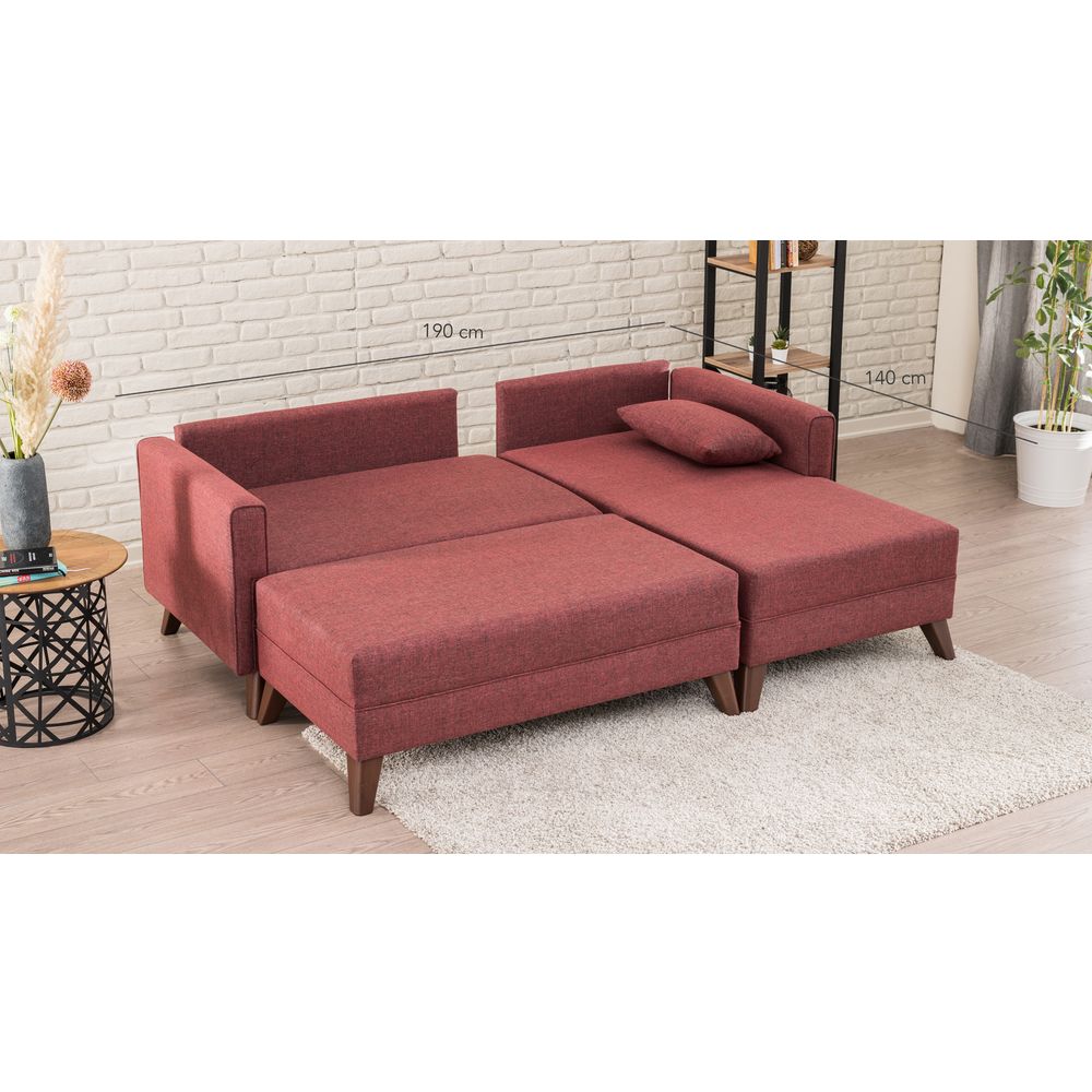 Bella Ugao Sofa Desno 2 - Burgundac Crvena Ugao Sofa na Razvlačenje slika 4