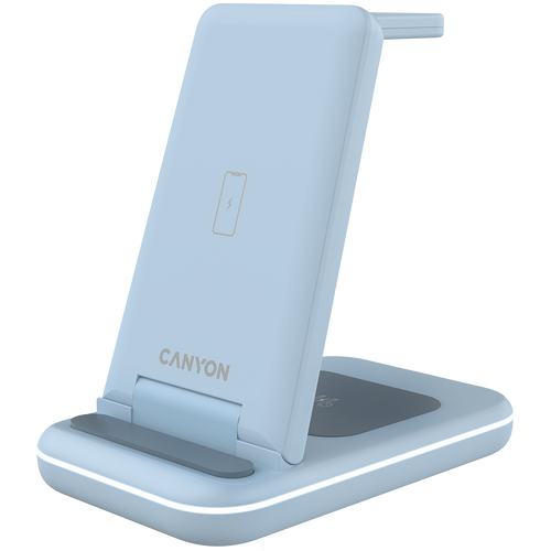 CANYON wireless charger WS-304 15W 3in1 Blue slika 2