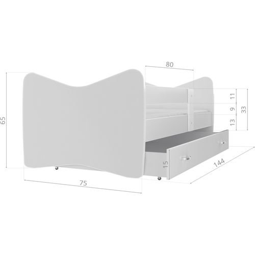 Drveni dječji krevet Tomi s ladicom - RIBICE - 140x70 cm slika 3