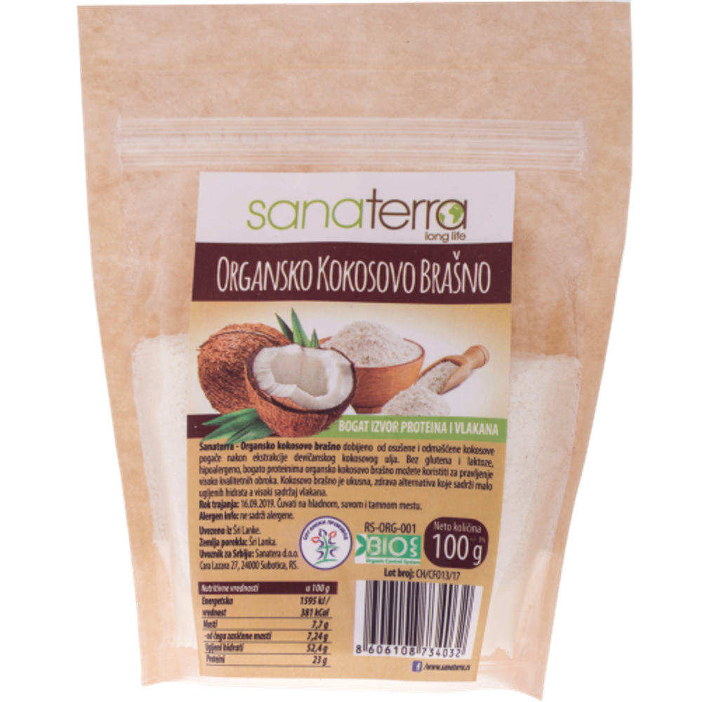 Sanaterra Organsko kokosovo brašno 100 g  slika 1