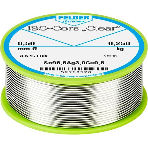 Felder Löttechnik ISO-Core ''Clear'' SAC305 lemna žica svitak  Sn96,5Ag3Cu0,5  0.250 kg 0.5 mm slika 1