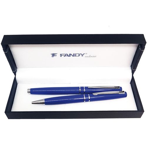 FANDY Pisaća garnitura - kemijska olovka + nalivpero, Omega, plava slika 1