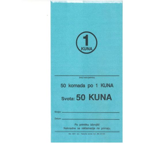 332-1 VREĆICE ZA KOVANI NOVAC (1 KUNA); Vrećica, 11,5 x 19,5 x 1,5 cm slika 1