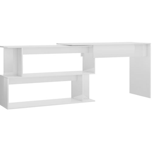 Kutni radni stol visoki sjaj bijeli 200 x 50 x 76 cm od iverice slika 38