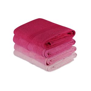 L'essential Maison Rainbow - Pink Light Dusty Rose Fuchsia Bath Towel Set (4 Pieces)
