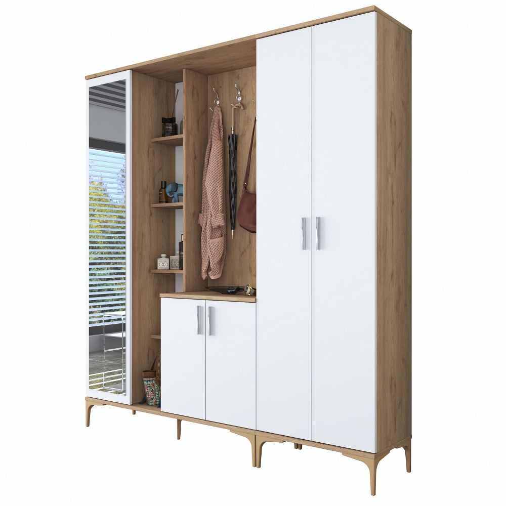 Hall stand EA129 - 2797, boja / nijanse orah, bijela slika 10