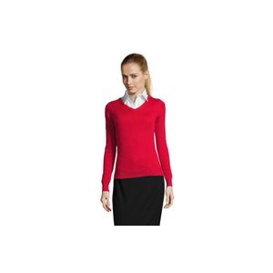 GALAXY WOMEN ženski džemper na V izrez - Crvena, L 