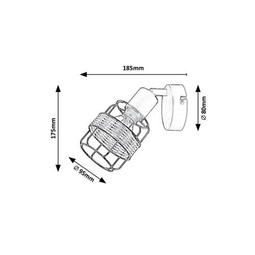 Rabalux Indiana, metal zidna lampa, sa natural waven decor E14 slika 4