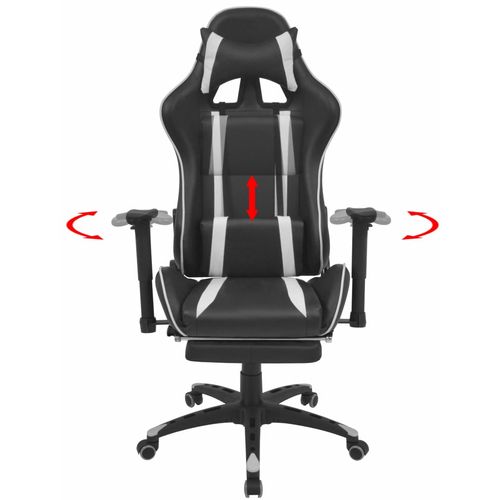Podesiva igraća uredska stolica s osloncem za noge bijela slika 27