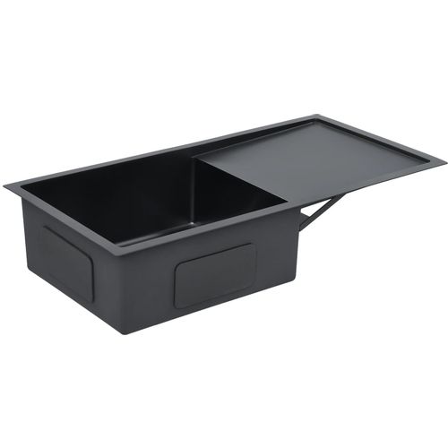 Ručno rađeni kuhinjski sudoper s cjedilom crni nehrđajući čelik slika 20