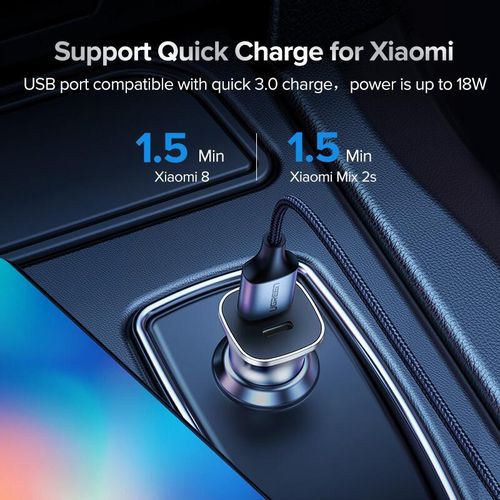 Ugreen auto punjač USB + USB-C PD 18W sivi - kutija slika 6