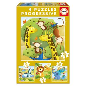 Wild Animals Progressive puzzle 12-16-20-25pcs