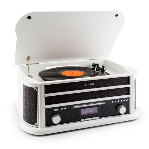 Auna BELLE EPOQUE 1908 DAB, retro stereo sustav, gramofon, DAB +, Bluetooth, bijeli, BIjela slika 1