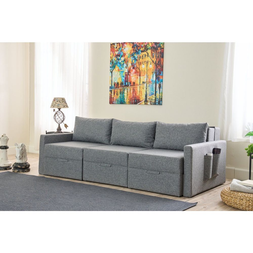 Krevet-sofa u kutu Saros – krem slika 3