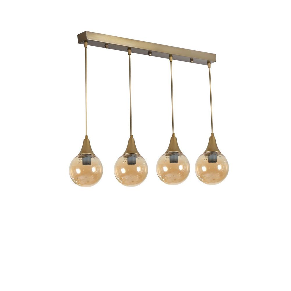 Afra 4 Lü Sıralı Eskitme Bal Camlı Sarkıt Amber Gold Luster slika 3
