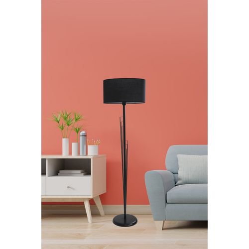 Kelebek Siyah Lambader Silindir Hasır Siyah Abajurlu Black Floor Lamp slika 1