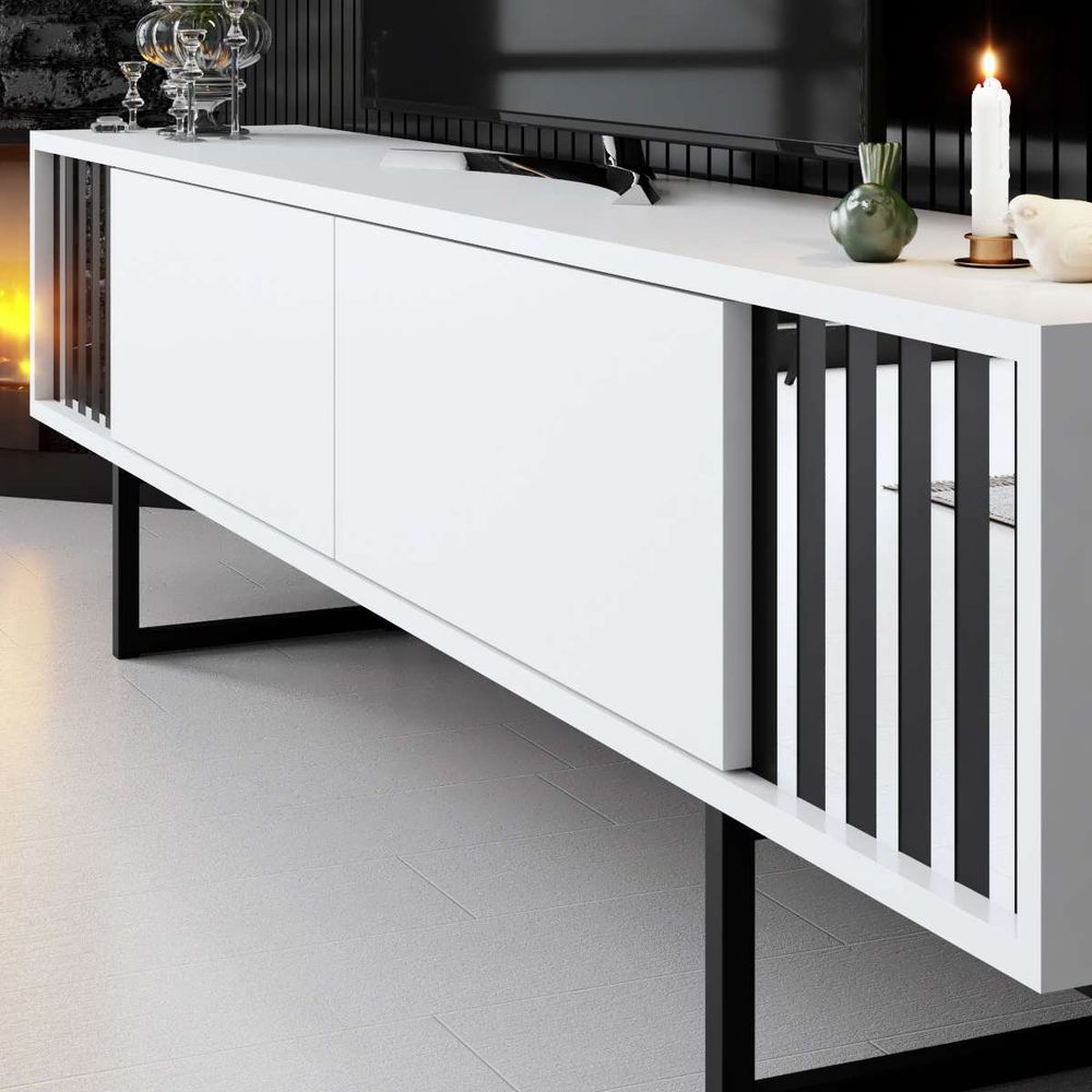 TV Stalak Chrome Line - Bijela i Crna slika 4