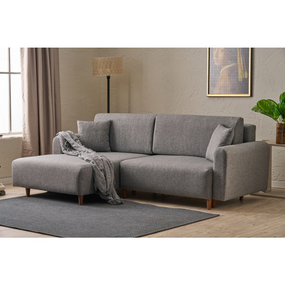 Mane Left - Sivi Sivi Kutni Sofa-Krevet slika 1