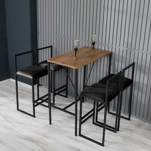 Woody Fashion Barski stol i set stolica (5 komada), Nordic - Black slika 3