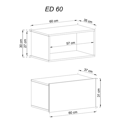 Zidni ormarić ENJOY ED60 - hrast slika 2