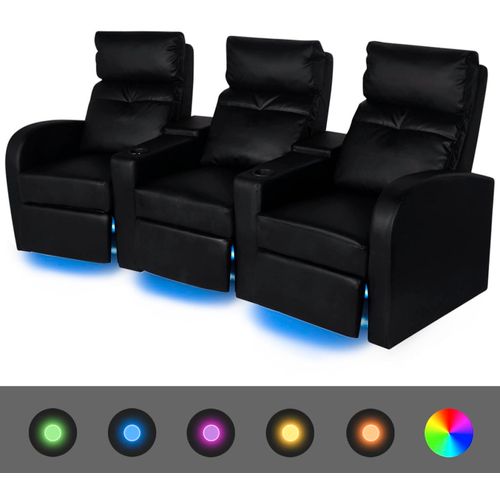 Dvodijelni set LED fotelja 2+3 sjedala od umjetne kože crni slika 55