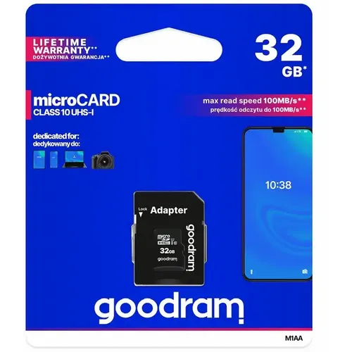 Memorijska kartica GOODRAM microSD SD 32GB CLASS 10 UHS I 100MB/s s adapterom slika 1