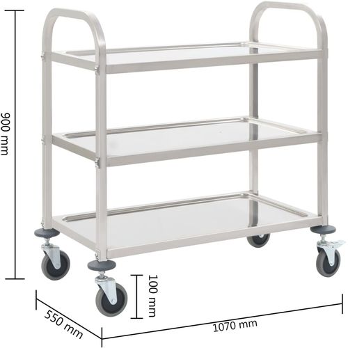 Kuhinjska kolica s 3 razine od nehrđajućeg čelika 96,5x55x90 cm slika 17