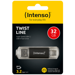 (Intenso) USB Flash drive 32GB, USB 3.2, USB-C, USB-A, Twist Line - USB3.2-32GB/Twist Line