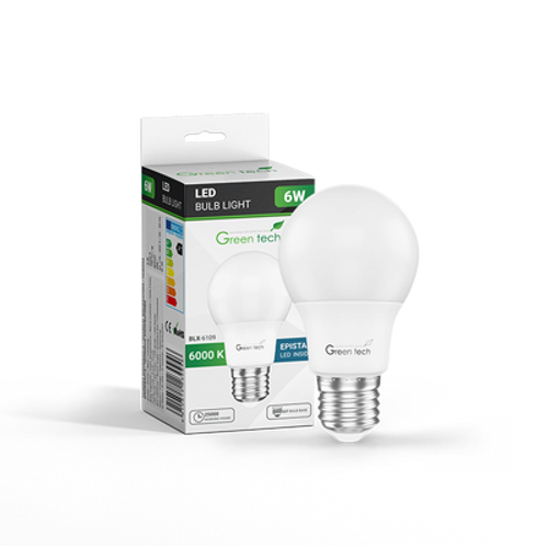 Green Tech LED žarulja6W, 6000K, E27, A60, Flux: 600 lm, IP40, Epistar chip slika 1