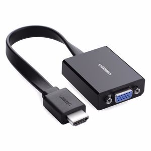 Ugreen HDMI na VGA pretvarač s 3.5mm audio izlazom i MicroUSB napajanjem, crni