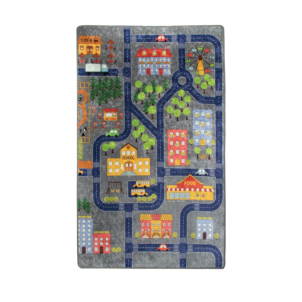 Tepih Gradić (Small Town) - sivi s višebojnim uzorkom (140 x 190) slika 2
