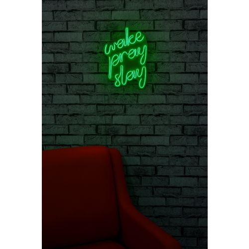 Wallity Ukrasna plastična LED rasvjeta, Wake Pray Slay - Green slika 2