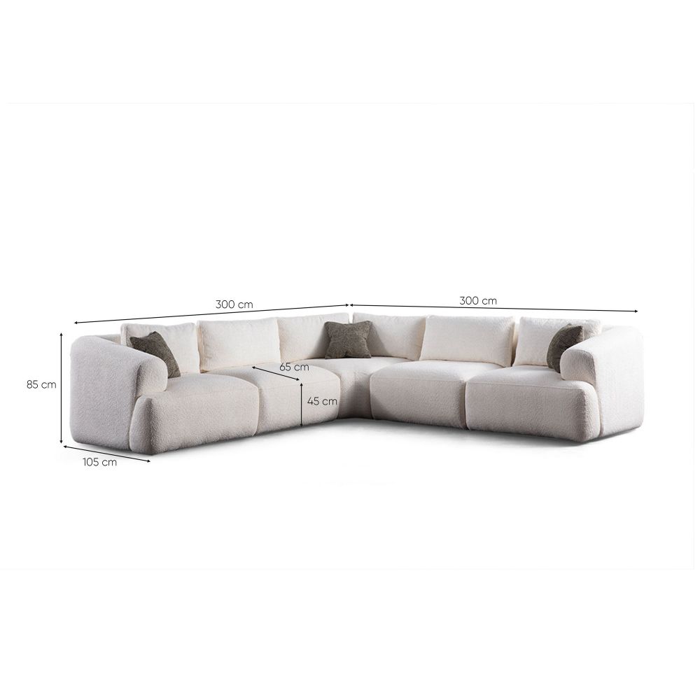Ugaona Sofa Sofia (L1 + O1 + C + O1 + 1R) - bijela slika 10