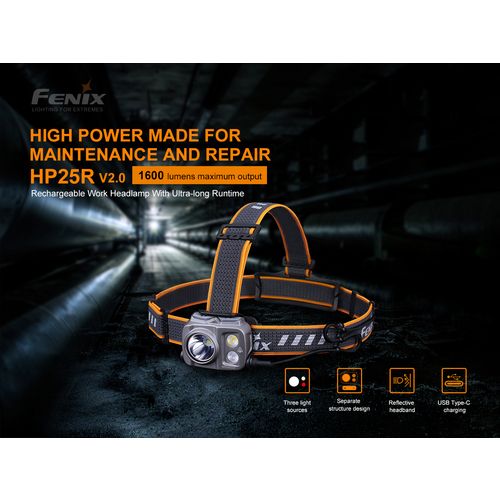 Fenix svjetiljka naglavna HP25R V2.0 crna slika 6