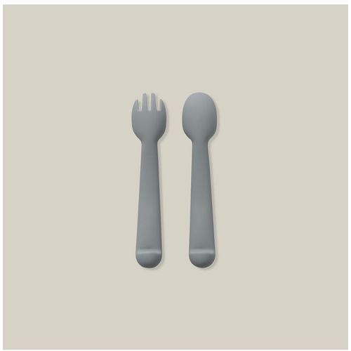 InterBaby silikonski set pribora za jelo Petrol Grey slika 2