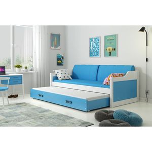 Drveni dečiji krevet Dawid sa dodatnim krevetom - 190x80 cm - plavi
