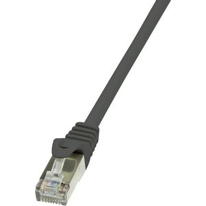 LogiLink CP1053S RJ45 mrežni kabel, Patch kabel cat 5e F/UTP 2.00 m crna sa zaštitom za nosić 1 St.
