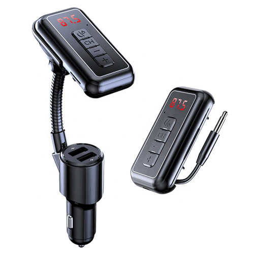 FM transmiter Y4 USB TF Bluetooth 5.0, call ID, modlularni, handsfree crni slika 1