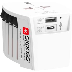 Skross adapter MUV Euro, Aus/Kina, UK, SAD/Japan + USB-A/USB-C