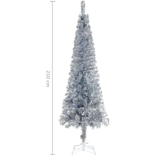 Usko božićno drvce s LED svjetlima srebrno 210 cm slika 8