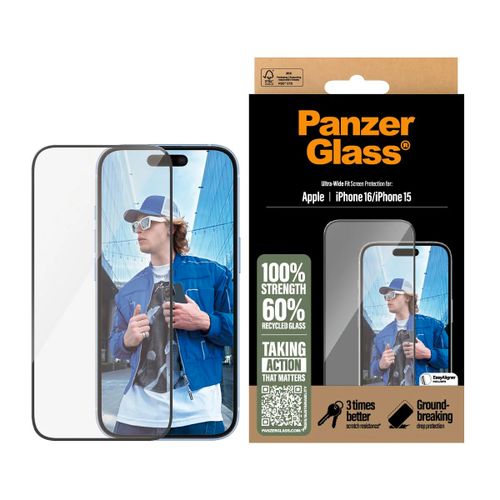 Panzerglass zaštitno staklo za Iphone 16/15 ultra wide fit slika 1